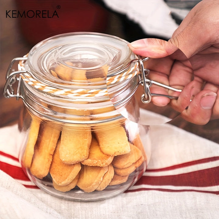Tarros de Vidrio KEMORELA con Tapas Herméticas y Abatibles - Recipientes Redondos Seguros para Microondas para Alimentos Secos, Especias y Organización del Despensa (Paquete de 1/2/4)
