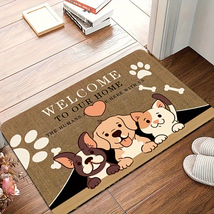 Alfombra de bienvenida con diseño de perro tierno, ideal para baño, cocina, lavandería o entrada, antideslizante, decoración navideña