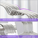 Conjunto de 20 Perchas Metálicas Premium - Antideslizantes, Resistentes y Antióxido, Acero Inoxidable con Acabado Pulido, Ranuras Mejoradas para el Hombro para Organización del Armario, Estantería Ahorradora de Espacio para Abrigos, Vestidos y Más, Ideal