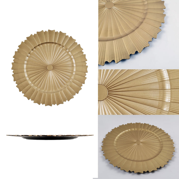 50 piezas, 13 pulgadas, platos de plástico, sol de otoño, dorados, ligeros y duraderos, reutilizables, perfectos para decoraciones de bodas, fiestas, Navidad, Halloween, suministros de vacaciones, platos decorativos de alta calidad y exquisitos.