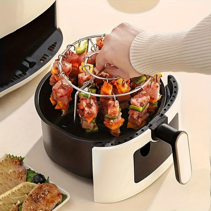 Juego de Parrilla de Acero Inoxidable con 24 Brochetas para Carne y Verduras, Herramientas para Barbacoa, Rejilla para Horno y Vaporera