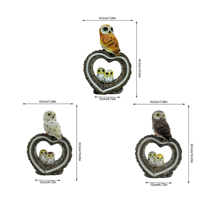 Lámpara decorativa de búho de resina con energía solar, adornos de animales para jardín exterior, batería de níquel 600mAh - XXOASIS