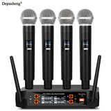 Sistema de micrófono inalámbrico de 4 canales Depusheng, micrófono inalámbrico portátil sin cable, para iglesia, DJ, bodas, fiestas, karaoke, presentaciones de clase.