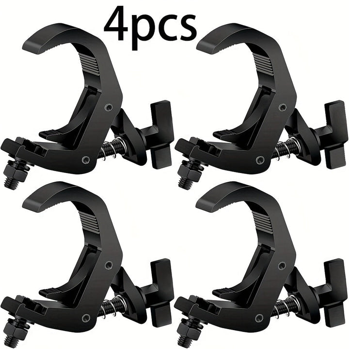 4 piezas de ganchos de luz de escenario de aluminio ajustables - Ganchos de luz par negros para uso al aire libre, aluminio duradero con capacidad de carga de 150 kg, se adapta a tubos de 40 mm-60 mm, diseño resistente para eventos iluminados, accesorios