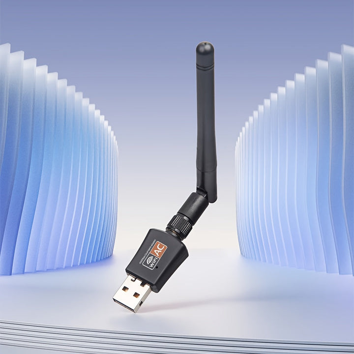 Adaptador de red USB-C 600MB de doble banda 2,4G y 5,8G inalámbrico, adaptador de red USB portátil para PC de escritorio y portátil, frecuencia de 2,4 GHz, frecuencia de 5,8 GHz, no requiere batería, accesorio de red | Diseño USB elegante | Control de ap