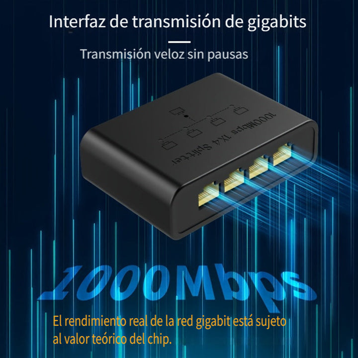 Divisor de cable Ethernet 1 a 4 1000 Mbps, Divisor de cable de Internet Dockteck 2,54 pulgadas 4 salidas Alta velocidad de red Gigabit para LAN Puerto RJ45 Router Switch Trabaja con cable Cat5/5e/6/7/8
