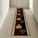 1 pieza de alfombra de área con diseño de hoja de arce elegante - Alfombra de terciopelo de diamante dorado de alta calidad, antideslizante, lavable en máquina, alfombra rectangular para pasillos de hogar y hoteles, decoración de cocina, alfombra de entr