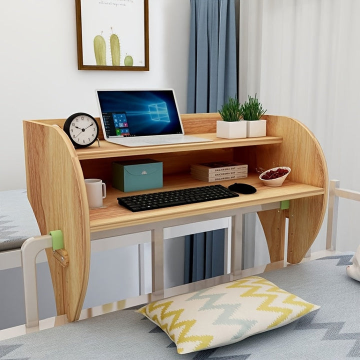Escritorio Versátil para Portátil con Almacenamiento con Cierre - Mesa de Noche Marrón Contemporánea, Estante Flotante para Camas Bajeras