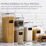 [6/12 recipientes herméticos] Juego de 6/12 recipientes herméticos para alimentos con tapa, libres de BPA, organizadores de despensa y almacenamiento de comida seca, aptos para lavavajillas, incluye etiquetas y marcador