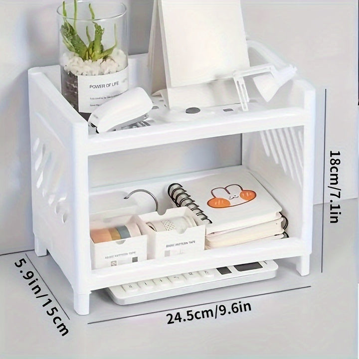 1 pieza de estante de almacenamiento de cosméticos de escritorio de doble capa, estante de exhibición para artículos varios en la mesa de comedor, organizador de especias de cocina y armario de utensilios de cocina.