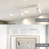 Luz de techo LED moderna, 4 bombillas, foco rotativo blanco GU10, acabado de hierro pulido, enfoque ajustable, montaje semi-inclinado, cableado duro, para cocina, dormitorio, sala de estar, oficina - Bombillas no incluidas, iluminación cercana al techo p