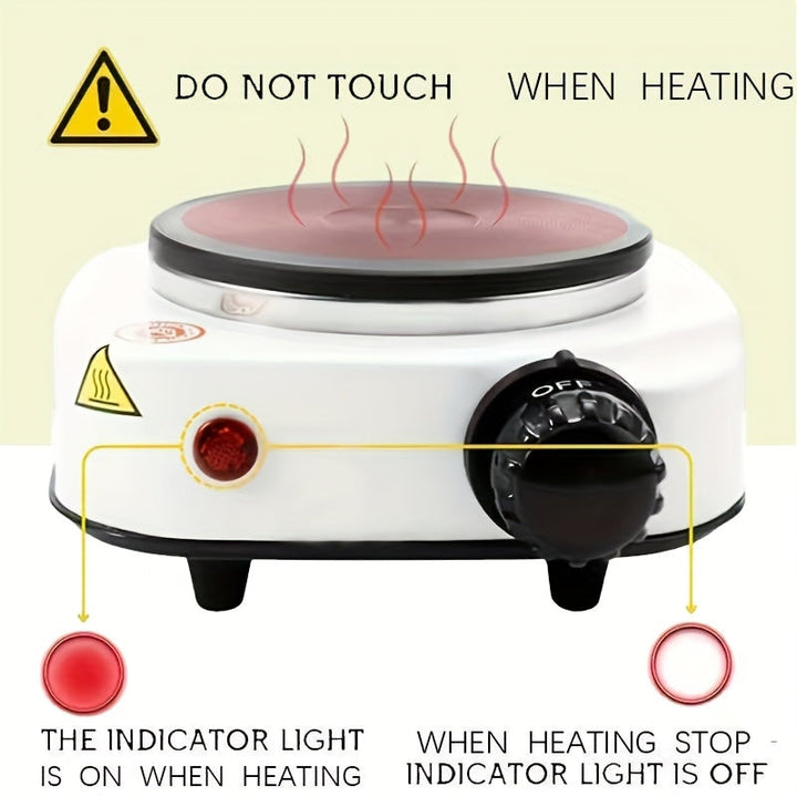 Placa eléctrica portátil con 5 ajustes de calor ajustables - Ideal para cocinar, vaporizar y freír - Superficie antiadherente duradera, 500W, 110V, enchufe de EE. UU., perfecto para dormitorios, oficinas y uso doméstico, esenciales para cocinar en la ofi