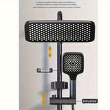 1 Juego de Ducha Termostática, Juego de Grifos de Ducha Digital, Cabeza de Ducha de Lluvia | Grifo de Ducha de Teclas de Piano, Juego de Mezclador de Ducha de Baño con Cabeza de Ducha de Lluvia, Espouta de Bañera, Ducha de Mano y Espray de Bidet, Montaje