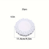 25 piezas de elegantes cojines de papel de encaje - Alfombras redondas resistentes al calor para bufé, pastel, servicio de comida frita | Ideal para decoración de fiestas, bodas, banquetes, alfombras resistentes al calor | Decoración de mesa con diseño d