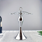 1pc Soporte Colgante para 4 Botellas de Vino en Metal Pulido - Diseño Artístico Ahorrador de Espacio para Cocina, Bar o Comedor - Estante Decorativo Multiusos con Acabado Metálico Brillante y Vidrio Transparente, Construcción Duradera