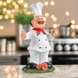 Soporte para Vino con Estatua de Chef Creativo de 1 Pieza - Decoración de Cocina en Resina con Doble Soportes para Botellas, Elegante Adorno Interior para Sala o Comedor