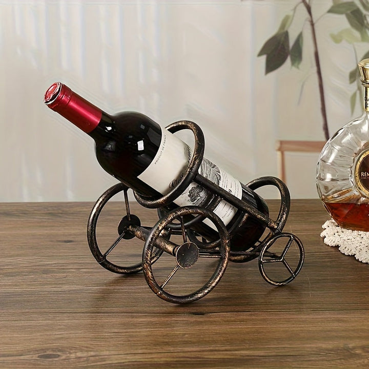 Portabotellas de Hierro Vintage - Estante Decorativo Rústico para 2 Botellas, Ideal para Cocina o Entrada - Decoración Metálica Antigua y Resistente con Estilo Granja, Organizador de Cocina Duradero