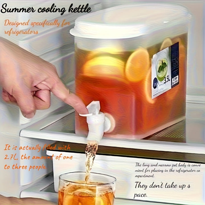 Botella de agua fría de refrigerador de gran capacidad con grifo - Cubo de bebidas resistente a altas temperaturas, adecuado para té helado, jugo y refresco, perfecto para cocina y bar, diseño impermeable, grifo fácil de verter, multiusos, regalo ideal p