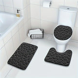 Set de 3 alfombras de baño, suave y absorbente, juego de alfombras de baño de esponja, lavable a máquina, antideslizante, alfombras de baño rectangulares de poliéster, 1,5 cm de grosor, 300 g/㎡, para uso en inodoros y pisos.