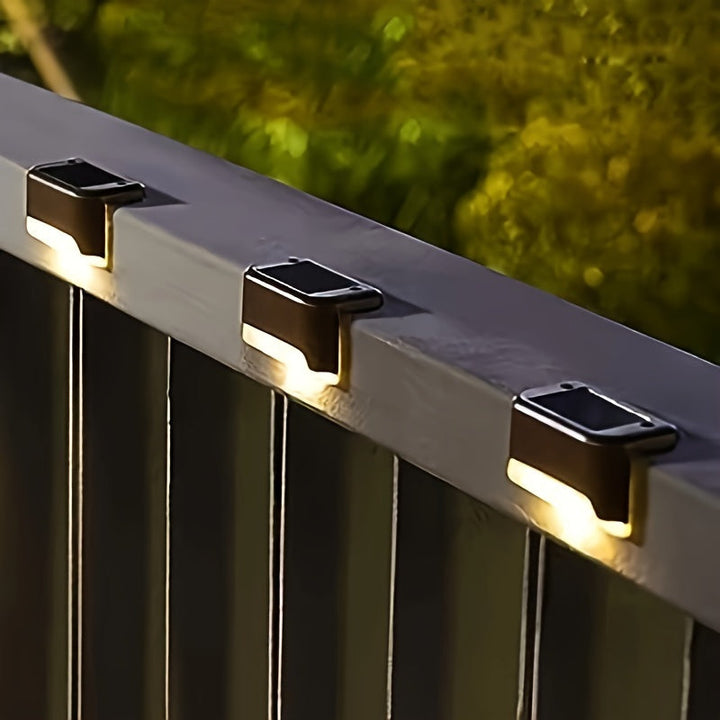 16 luces solares para exteriores - Luces LED solares para escaleras, barandales, patios y caminos, con batería de níquel, control de cadena, eficiencia energética, iluminación exterior moderna y duradera