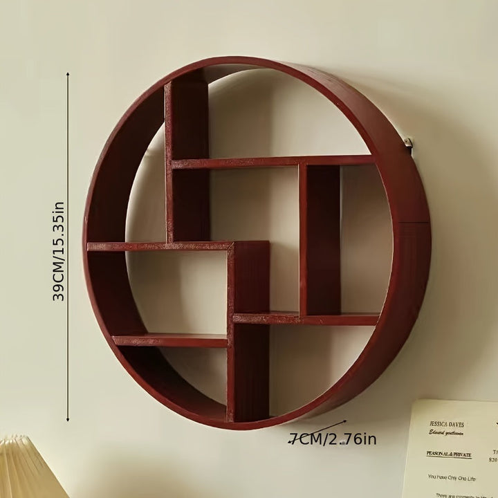 Estantería de Pared de Madera al Estilo Chino Vintage - Exhibición de Almacenamiento Abierto para Salón de Peluquería, Estante de Vino y Más