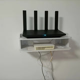 Organizador de pared de 2 niveles fácil de instalar, con gestión de cables, ideal para routers WiFi, decodificadores, etc. - No requiere taladro, 1 unidad
