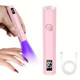 Mini Lámpara UV Portátil para Uñas, Lámpara UV para Uñas de Gel con Pantalla LED, Lámpara Pequeña Portátil para Relajación, Lámpara de Horneado de Uñas, Lámpara de Mano para Uñas