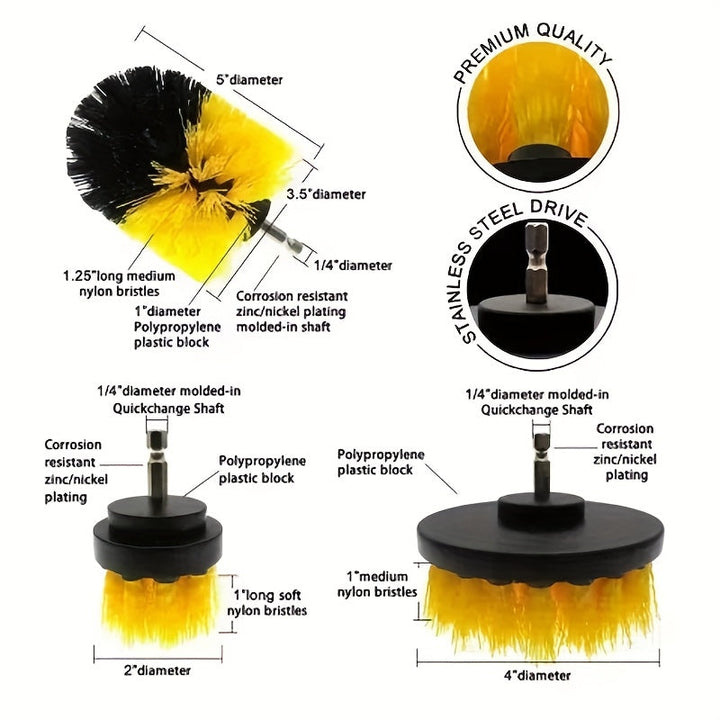 1/3/4 Piezas, Cepillo de limpieza, Cepillo de taladro eléctrico, Cepillo de plástico para taladro eléctrico, Cepillo de taladro eléctrico para el hogar