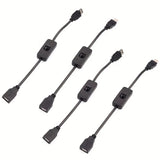 4 piezas de Cables Controlador Macho a Hembra USB 2.0 de 32cm con Interruptor On/Off, Cables Duraderos 22AWG para PC, TV, Coche, Ventiladores USB, Tiras LED 5V - Compatible con HomeKit, Alimentación por USB de 36V, Gestión de Energía del Dispositivo, Dis