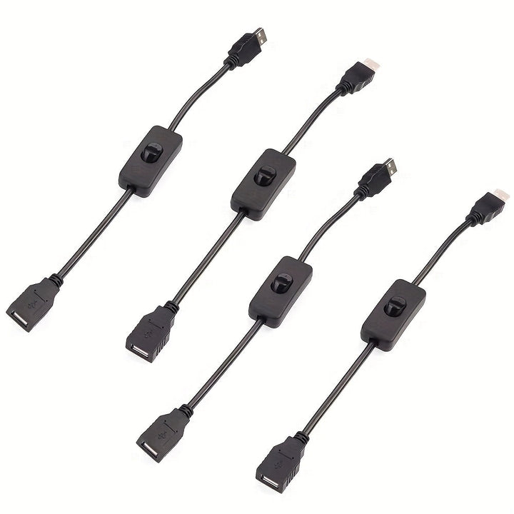 4 piezas de Cables Controlador Macho a Hembra USB 2.0 de 32cm con Interruptor On/Off, Cables Duraderos 22AWG para PC, TV, Coche, Ventiladores USB, Tiras LED 5V - Compatible con HomeKit, Alimentación por USB de 36V, Gestión de Energía del Dispositivo, Dis