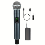 Micrófono inalámbrico Heikuding E58, con enchufe de 3,5 mm, control de volumen, indicador de batería, batería recargable de litio, uso dual USB, para grabación y actuaciones en vivo.