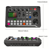 Interfaz de audio de transmisión en vivo con alimentación USB, F998, con efectos de DJ y cambiador de voz, plástico negro, batería recargable, para transmisión en vivo/blog/juego