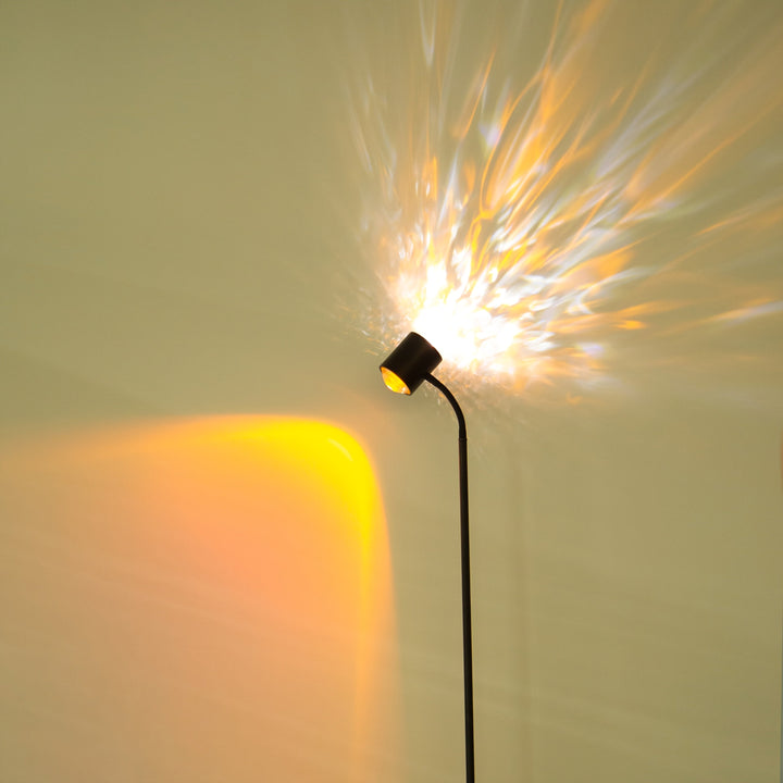 1 lámpara de suelo de luz dual alimentada por USB con altura ajustable y proyección de puesta de sol con ondas de agua - Diseño moderno de metal y vidrio, acabado pulido para sala de estar, dormitorio, estudio - Regalo de decoración del hogar, iluminació