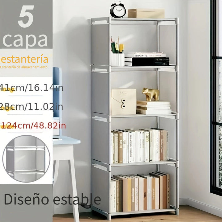Un Sencillo Estante de Libros de Cinco Niveles de Hierro, Diseñado para Estudiantes y Jóvenes como Un Armario de Almacenamiento Creativo., Decoraciones para Estantes