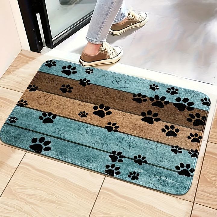 Alfombra de Puerta Suave y Absorbente con Huellas de Perro - Secado Rápido, Lavable a Máquina para Entrada, Baño, Comedor, Sala de Estar, Oficina - Decoración del Hogar