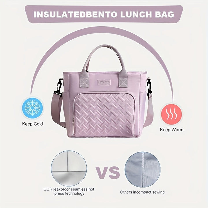 1pc Bolsa Térmica de Gran Capacidad para Hombres y Mujeres - Bolso Frío Multifuncional con Correa Ajustable, Color Sólido en Poliéster, Diseño para Trabajo, Escuela, Picnics al Aire Libre, Sin Contacto con Alimentos, Regreso a Clases