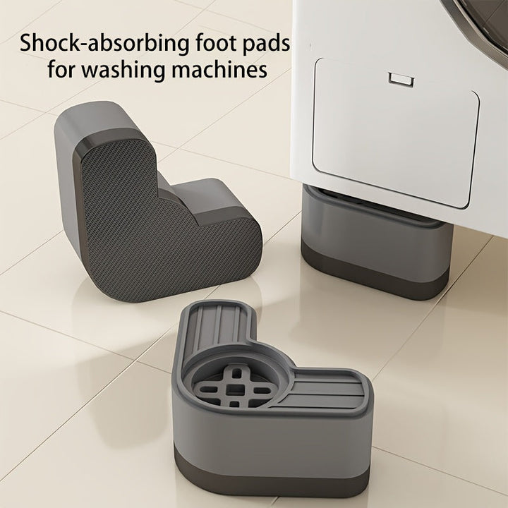 4 piezas de base de lavadora, nivelador de muebles, almohadilla de absorción de choques de lavadora, silenciosa, antideslizante, aumento de altura, pies de goma duraderos, fácil de instalar, para lavadora, sofá, refrigerador y otros electrodomésticos.