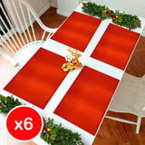 Mantel Individual Navideño x6 Metalizado Mesa Decorativo B315X6