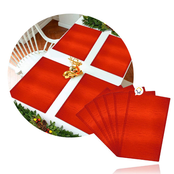 Mantel Individual Navideño x6 Metalizado Mesa Decorativo B315X6