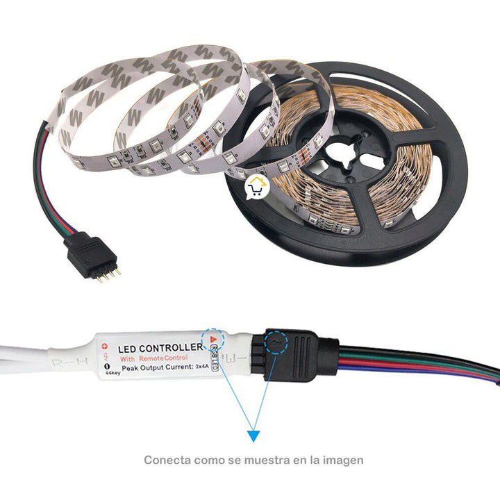 Cinta Luz Led 5 Metros RGB Multicolor Con Control Navidad SM2D605050