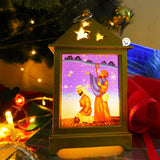 Pesebre Farol Cuadrado Vela Navideño Dorado Luz LED Navidad ZF045D