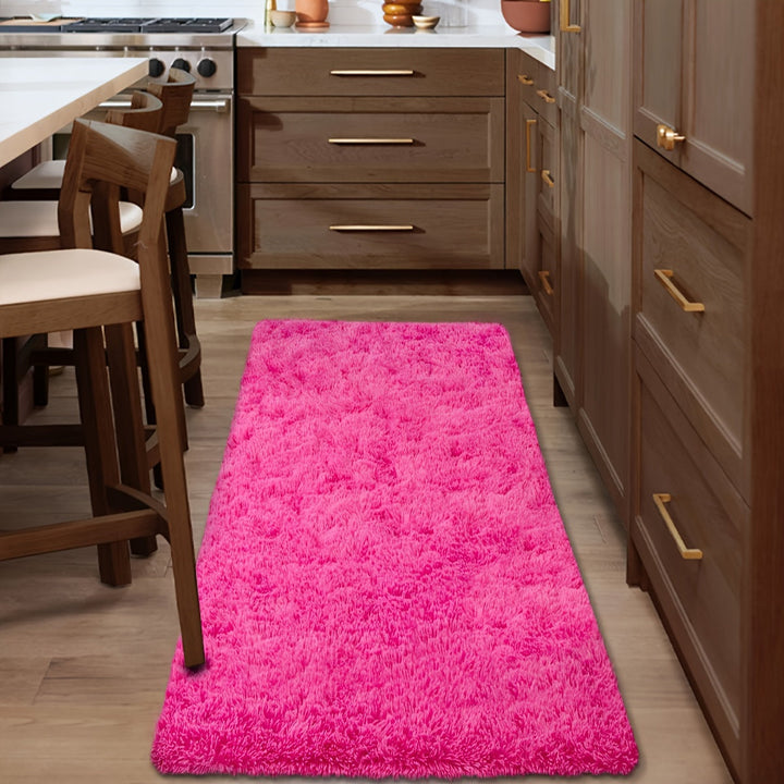 Alfombra de felpa rosa ultra suave, fácil de limpiar, antideslizante, duradera y esponjosa, ideal para decorar sala, dormitorio, estudio o pasillo largo, cómoda y agradable, decoración en tira larga