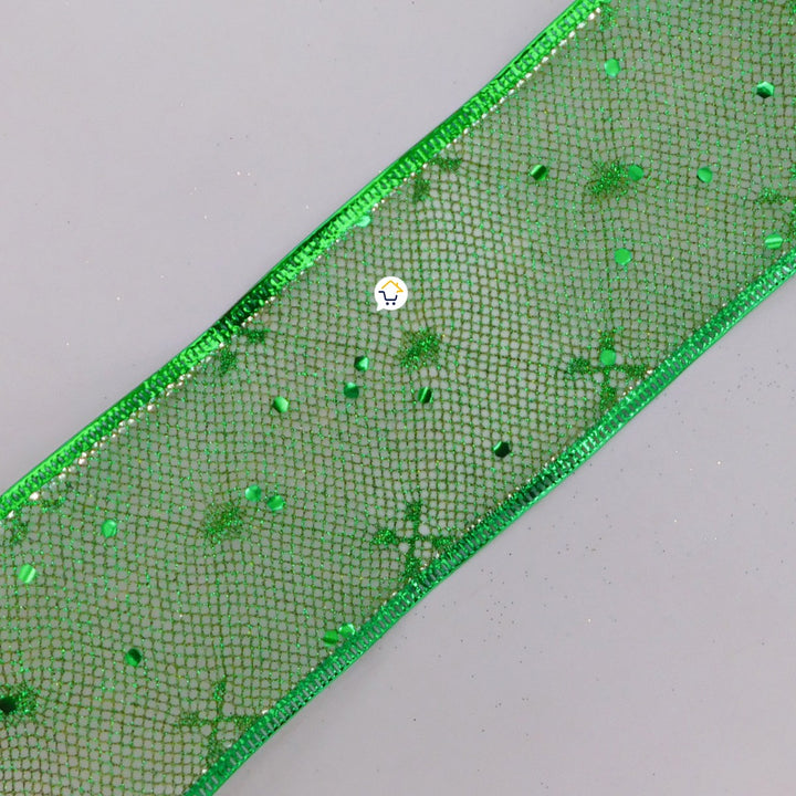 Cinta de Malla Navideña Metalizada x3 Rollos 9 m Verde 6246V