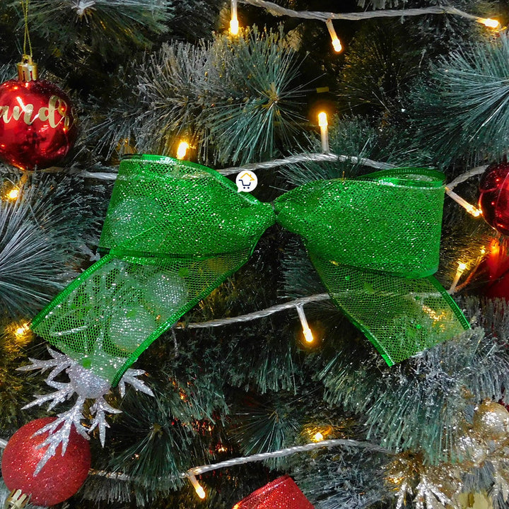Cinta de Malla Navideña Metalizada x3 Rollos 9 m Verde 6246V