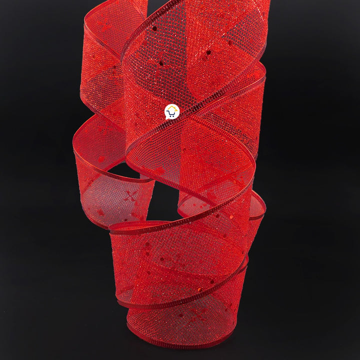 Cinta de Malla Navideña Metalizada x3 Rollos 9 m Rojo 6246RO