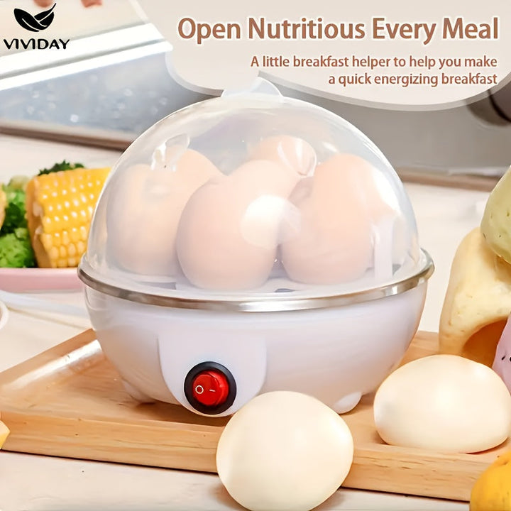 Cocedor automático de huevos de 1 pieza con función de apagado automático, hervidor de huevos multifuncional, acero inoxidable apto para alimentos, enchufe estadounidense de 110V-10V, material PP, sin necesidad de pilas, utensilio esencial en la cocina p