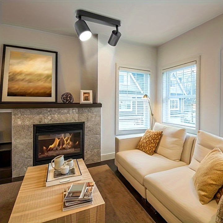 Linterna de techo con 1 lámpara y 2 bombillas, diseño giratorio, ideal para salas, dormitorios, cocinas y comedores (base GU10 - bombilla no incluida)