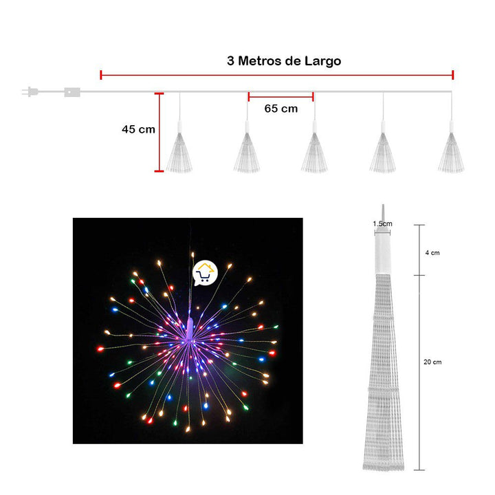 Luces Micro Led Fuegos Artificiales 3 Metros Navidad 1582