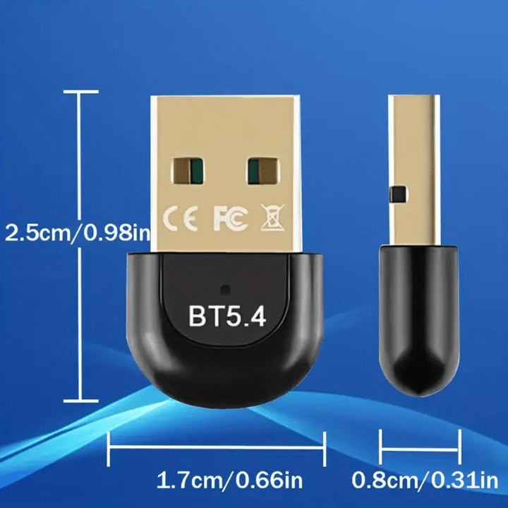 Adaptador sin varillas USB 5.4 sin Controladores, Transceptor para Computadora de Escritorio y Audífonos, Compatible con Conexión Simultánea de 7 Dispositivos, Plug-and-Play