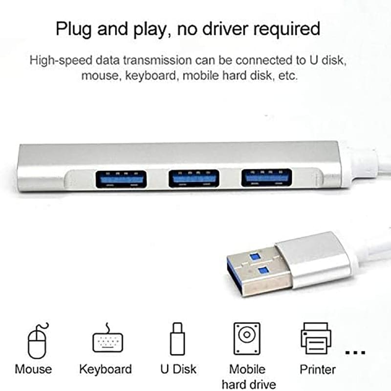 Adaptador HUB USB 3.0 de Aleación de Aluminio 4 en 1